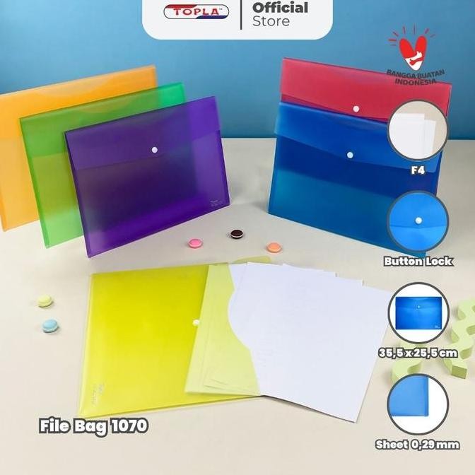 

Original Topla Map Dokumen Kancing File Bag 1070 Folio F4 Warna Biru Hijau Kuning Merah Ungu (3 pcs)