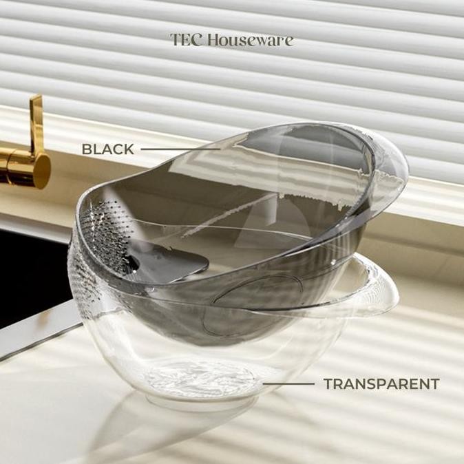 BISO Wadah Tempat Peniris Cuci Beras Dapur Baskom Saringan Cuci Buah-Buahan Peniris Beras Estetik Al