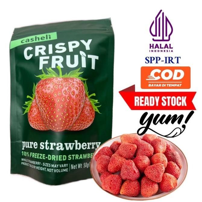 

casheli Stroberi Crispy Freeze-dried Strawberry 50g Food Snacks Cemilan Manis Stroberi Crispy Snacks Makanan Chips snacks Keripik