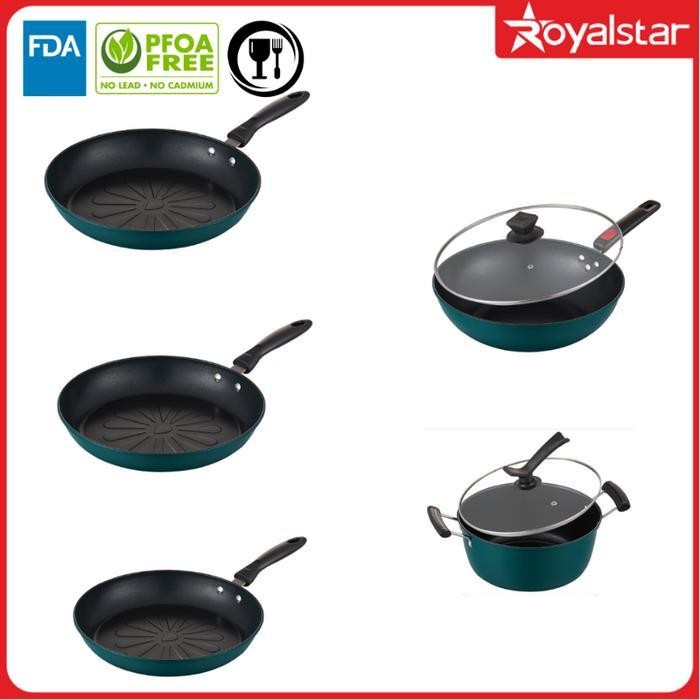 [Sale] Royalstar Cuci Gudang Wajan Panci Teflon Wokpan Penggorengan Warna Hijau Aluminium Anti Karat