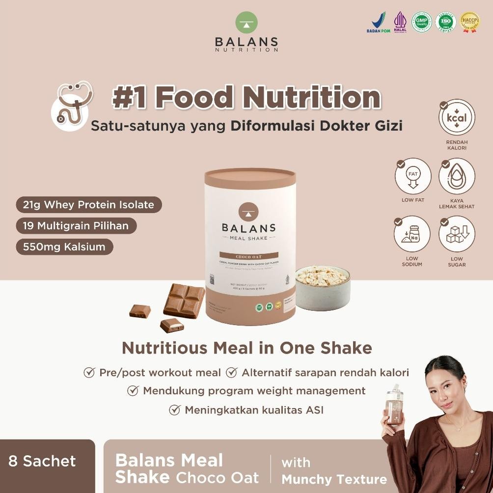 

Siap Kirim Balans Meal Shake Choco Oat Trial 8 Sachet - Susu Tinggi Protein Kalsium Rendah Kalori