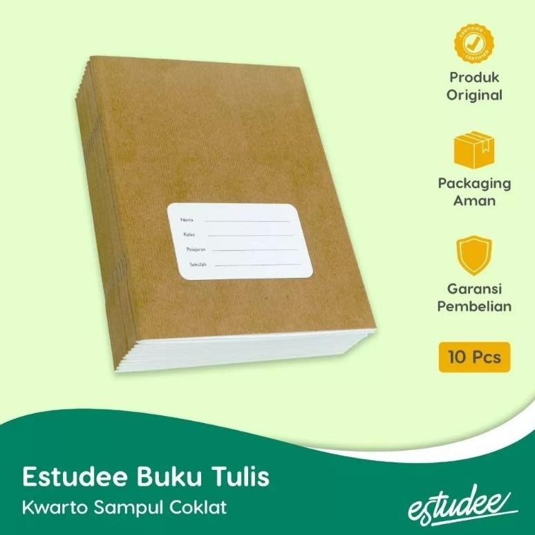

Siap Kirim Buku Tulis Estudee Kwarto 58 Lembar Sampul Coklat - 1 Pack Isi 10 Buku