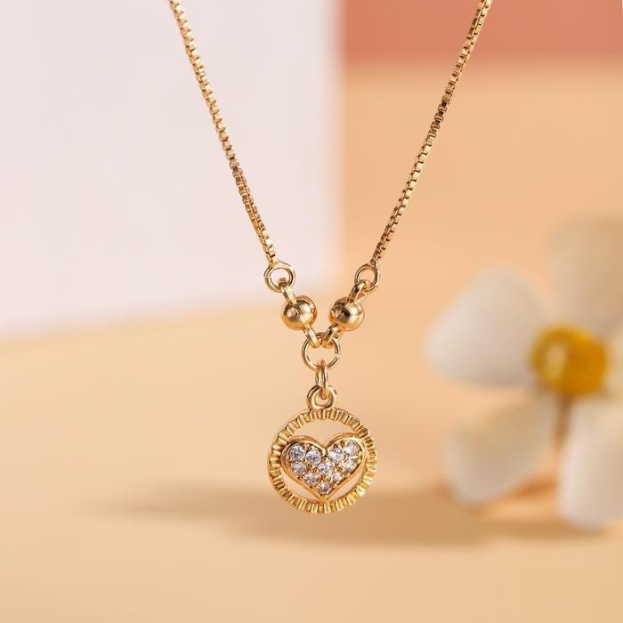 Bts Kalung Wanita Titanium Anti Karat Hati  Berlian Klavikula Rantai Aksesoris Fashion Kalung Perhia