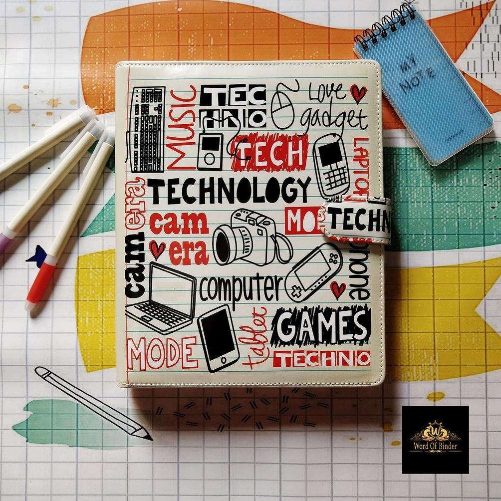 

Siap Kirim Binder Aesthetic Motif Technology | Kulit Sintetis A5 20ring / B5 26ring