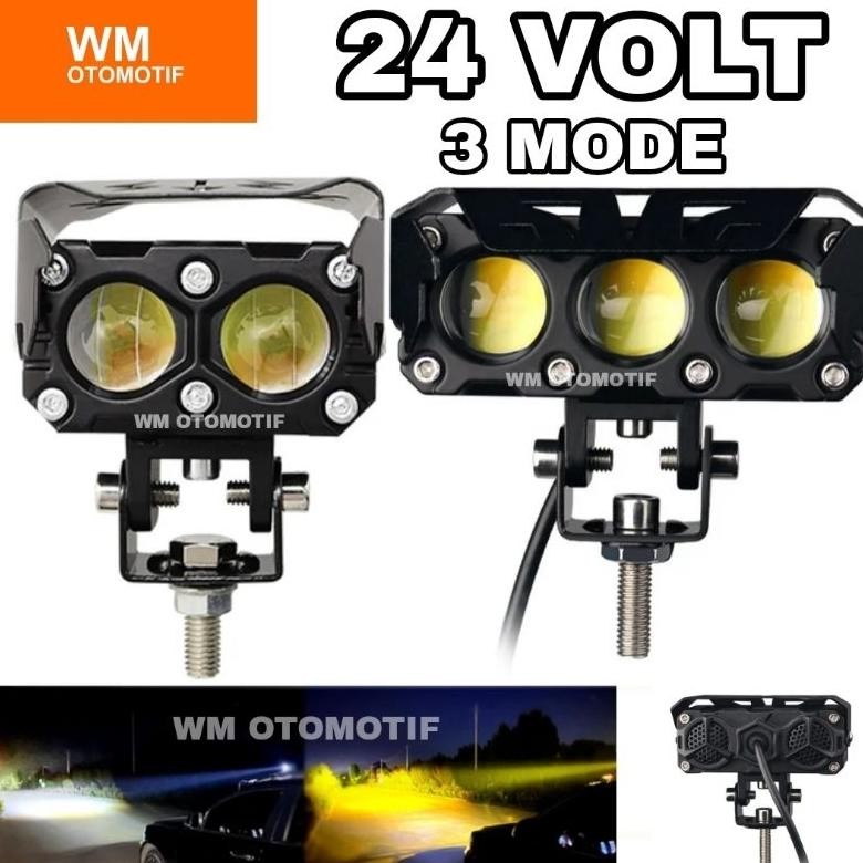 [DISKON] Lampu Tembak Lasergun 24 Volt SQL 2 3 Mata LED SQL2 SQL3 Truk Bus Canter Putih Kuning 2 War