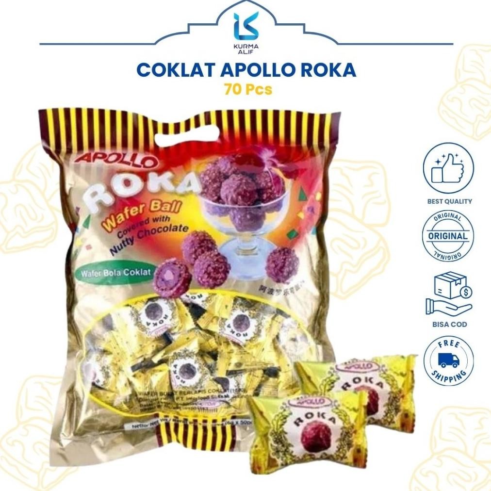 

Hot - Roka Apollo Wafer Ball Coklat Isi 70 Pcs Original !