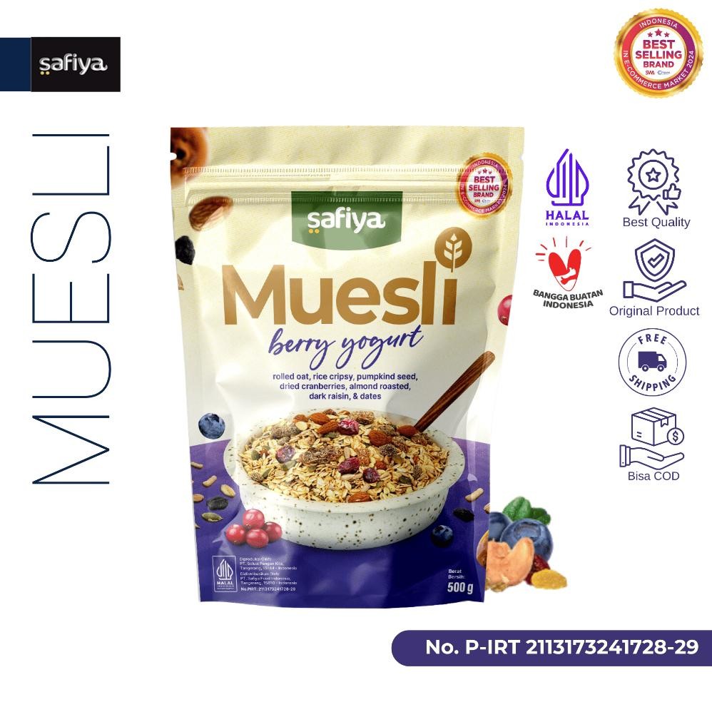 

Terbaru! Safiya Muesli Berry Yogurt 500 Gram Sereal With Almond Premium .,