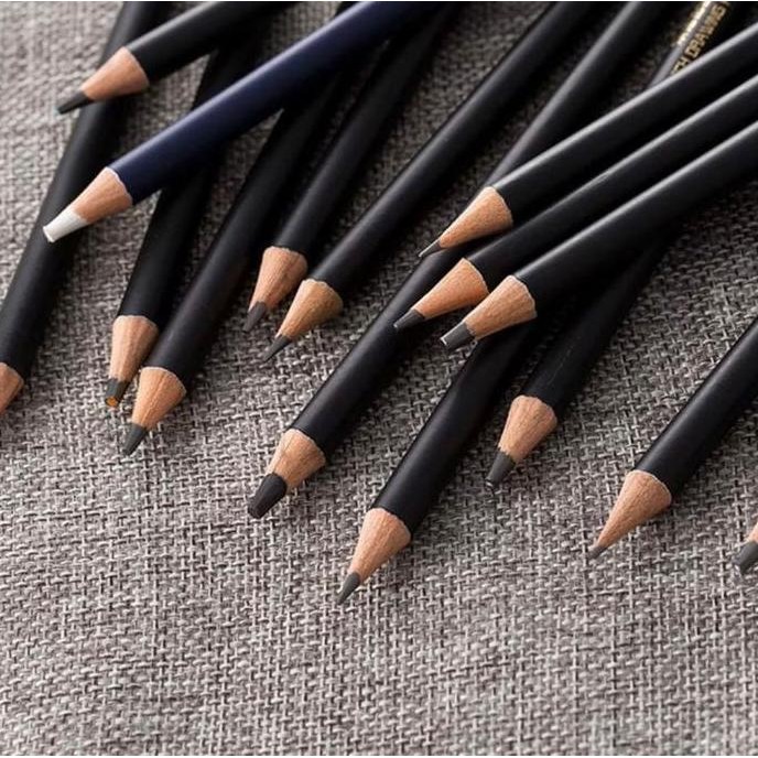 

Set Pensil Gambar Sketch Pensil Grafit Charcoal Arang 29 Pcs Dengan Kotak Tin