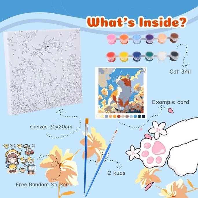 

Paint By Numbers - Flowers Cat 20X20Cm - Painting Kit Diy