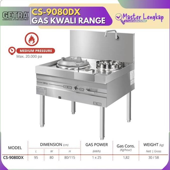 Getra Gas Kwali Range 1 Burner + 1 Soup Ring Cs-9080Dx / Cs9080Dx / Cs 9080Dx