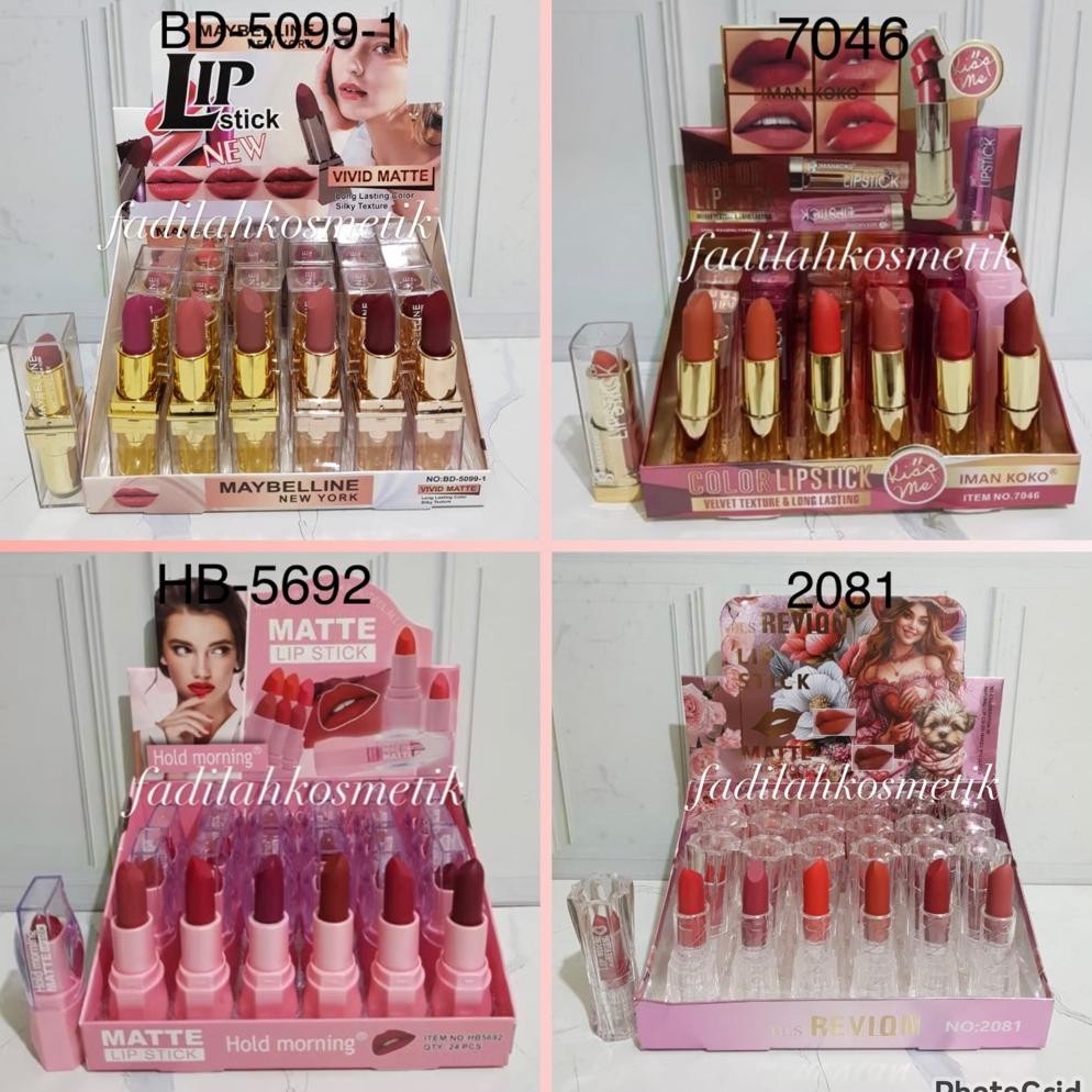 (Terbaru) [LUSINAN] Lipstik Maybelline / Revlon / Iman Koko / Hold Morning Matte 24H (Terlaris)