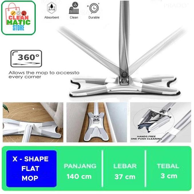 X-Shape Flat Mop / Alat Pel Praktis