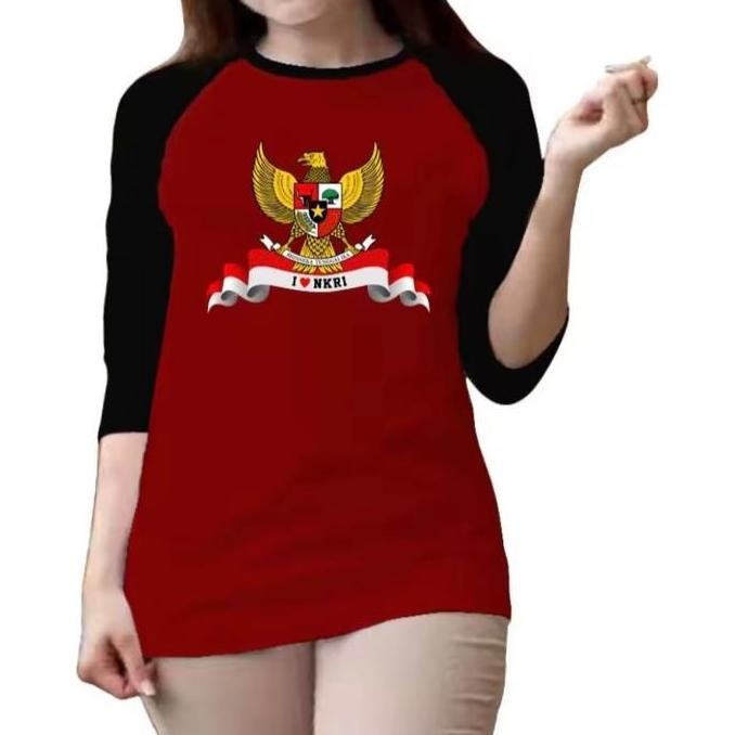 (Expert) Kaos Wanita Dewasa HUT RI 79 (NKRI) Lengan 3/4 Baju Kemerdekaan Seragam Lomba Agustusan Baj