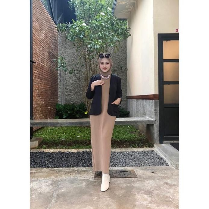 New Inner Dress Knit Busui Premium Manset Tanpa Lengan Adem Gamis Jumbo XL