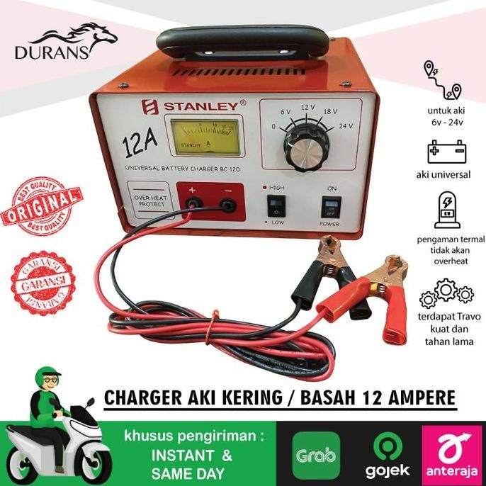Baterai Charger Aki 12A Stanley I Mesin Cas Aki Imotor Mobil,Dll Travo