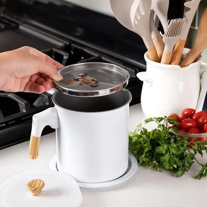 Oil Pot Putih Wadah Penyaring Minyak Bekas Oil Pot Penyaring Minyak