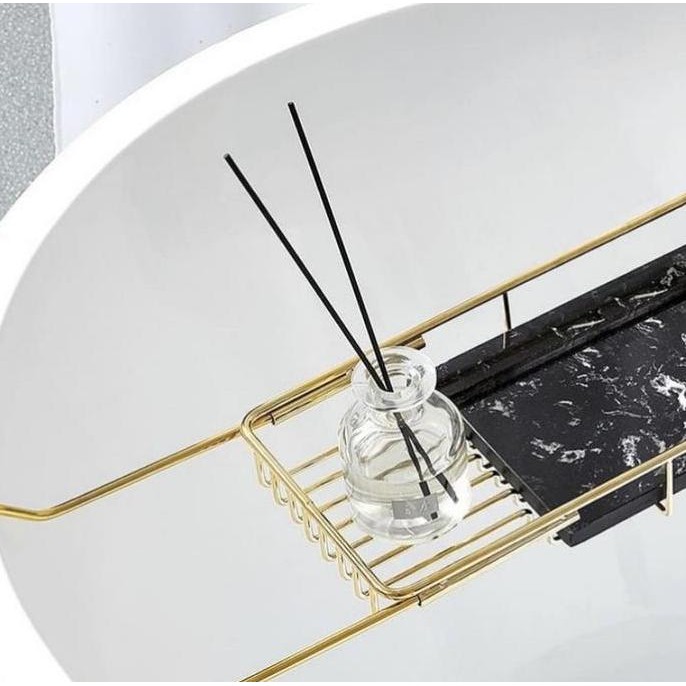Tatakan Bathtub Tray Nampan Kamar Mandi Gold Marble Stainless