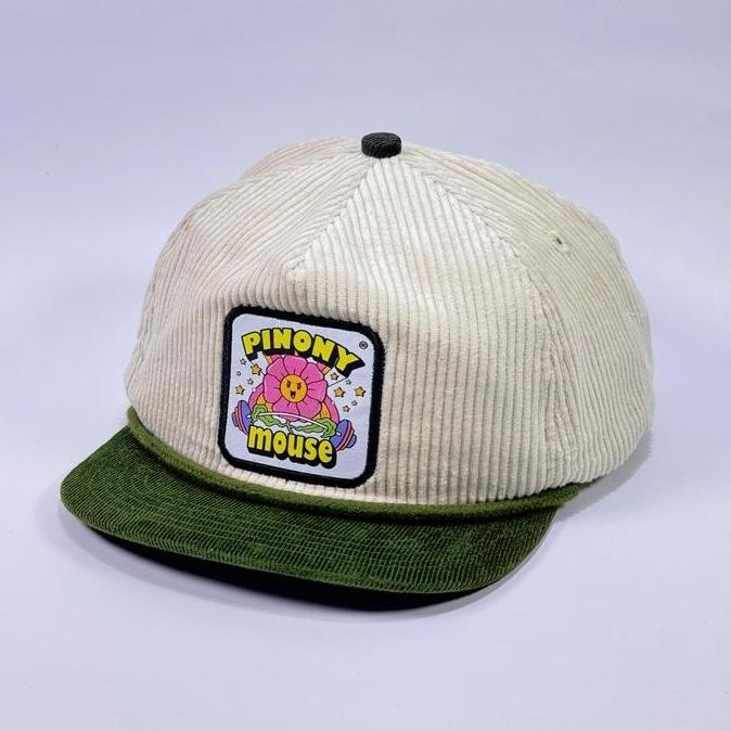 Baru Topi Rope Hat Corduroy Army Cream Visor Pendek Patch Vintage Pria Wanita - Topi Distro Unisex
