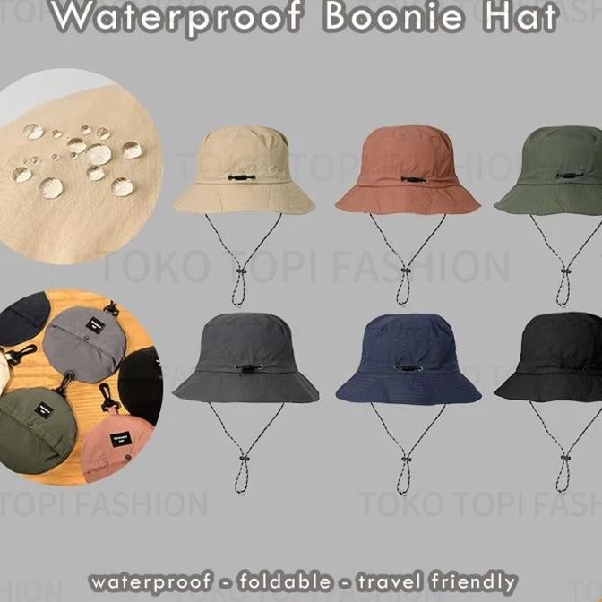 Buet Hat Bulat Parasut Tali Paable Hat Wateroof Topi Hikking Tahan Air Bahan Kain Topi Wanita Korean