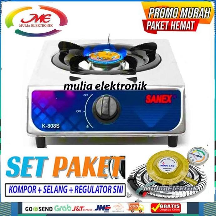 Paket Kompor Gas 1 Tungku Steanlees SANEX / Kompor Gas Satu Tungku FULL SET Lengkap promo Nugi