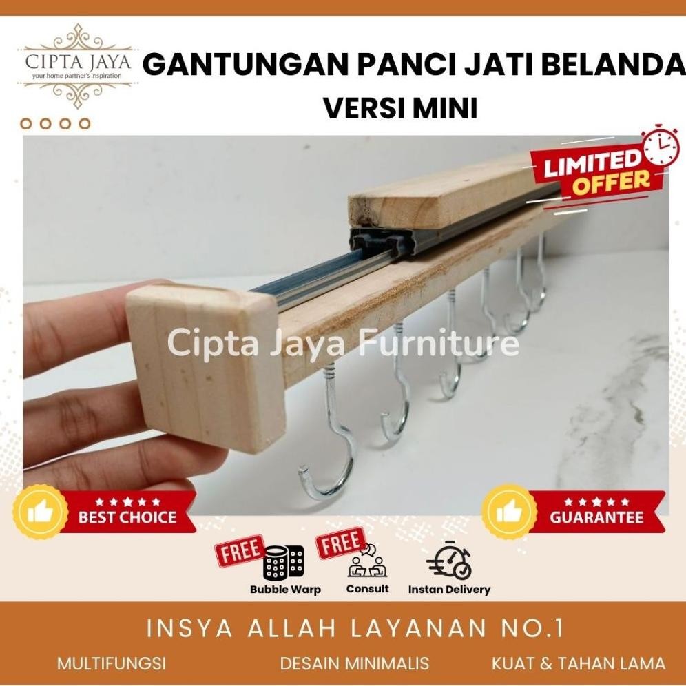 Cipta Jaya - Gantungan Kayu Jati Belanda Mini Panci Printilan Dapur Tarik Dorong Panjang Kitchen Set