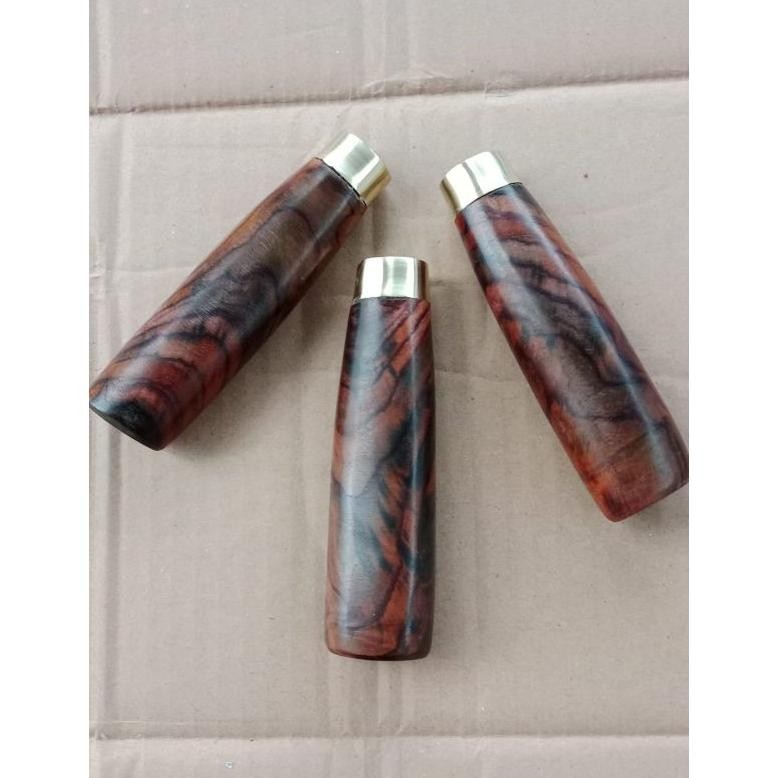 Gagang / handle pisau kecil herder kayu snokeling berkualitas cincin kuningan Nugi