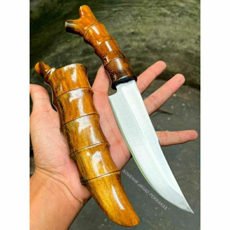 Pisau Seset Model Bambu Petuk Pethuk Natural Bamboo Stylish Baja Per Asli Nugi