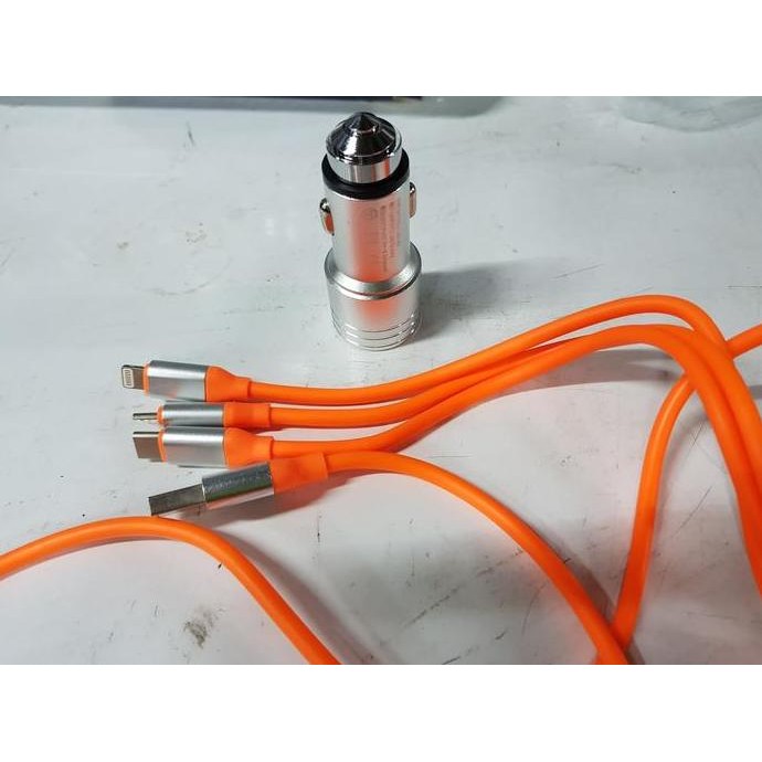 Usb Car Charger Hp Lighter/Casan Charging Handphone Mobil Kabel 3In1