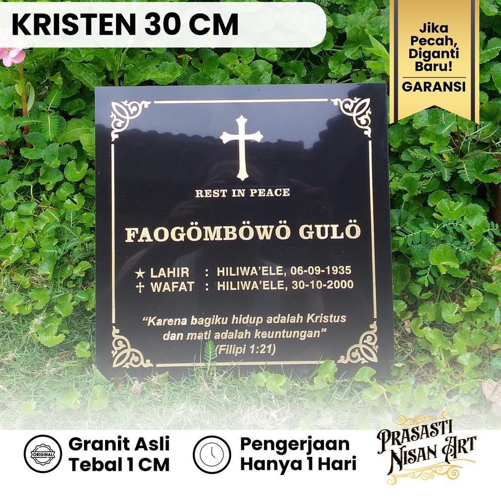Kristen 30 CM Batu Nisan Granit Asli Nugi