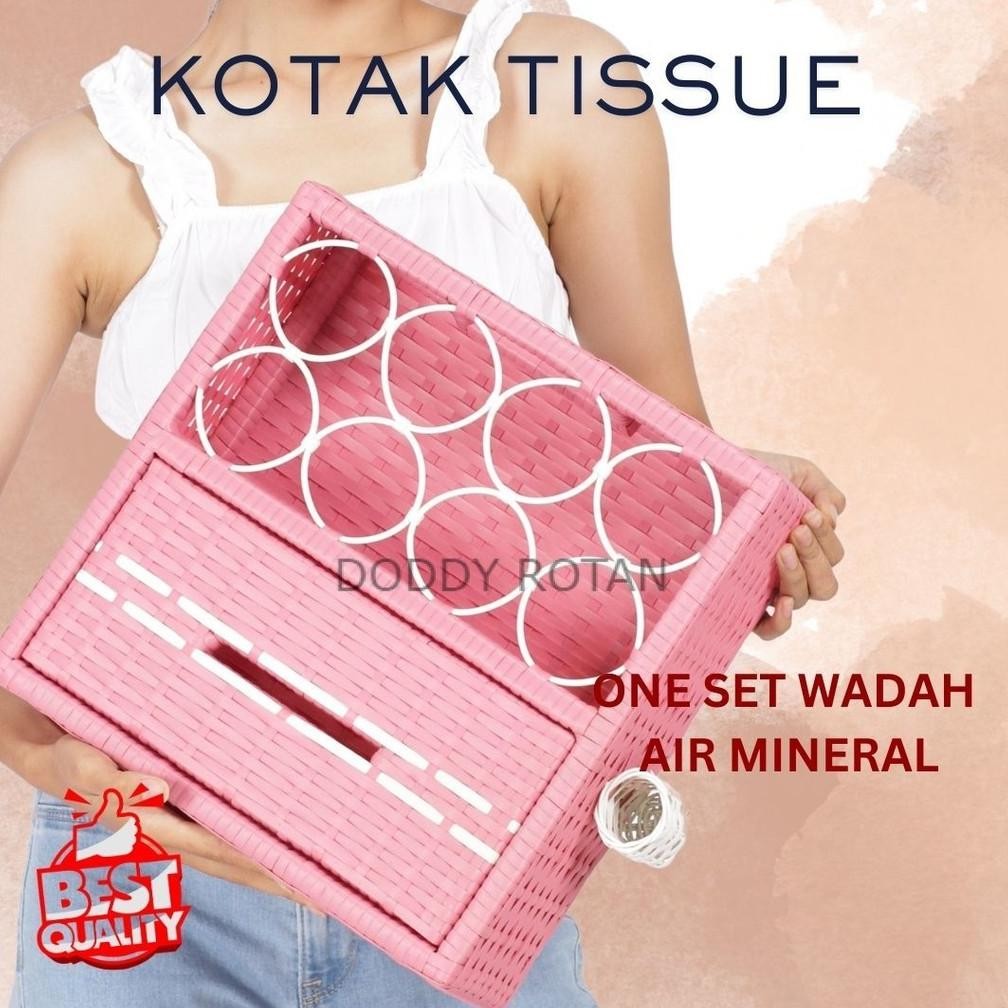 Wadah/ Tempat Multifungsi Air Mineral Dan Tisu Dari Rotan Sintetis Kombinasi Keindahan Dan Fungsi Un
