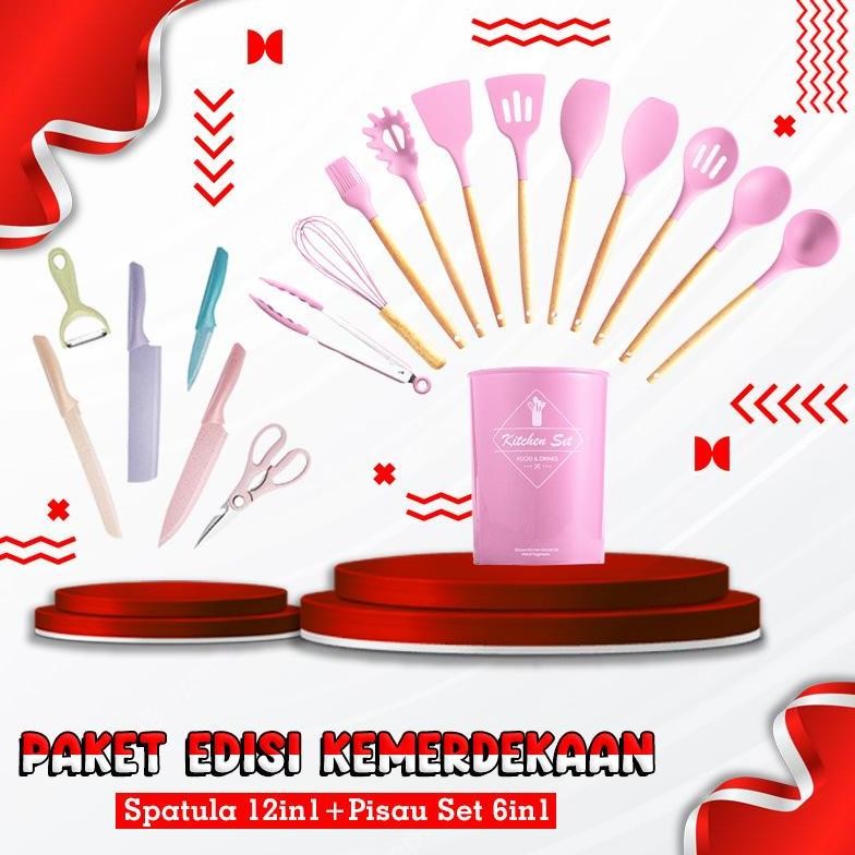(SS) Paket Combo Merdeka Sale Spatula 12in1+Pisau set 6in1 Nugi
