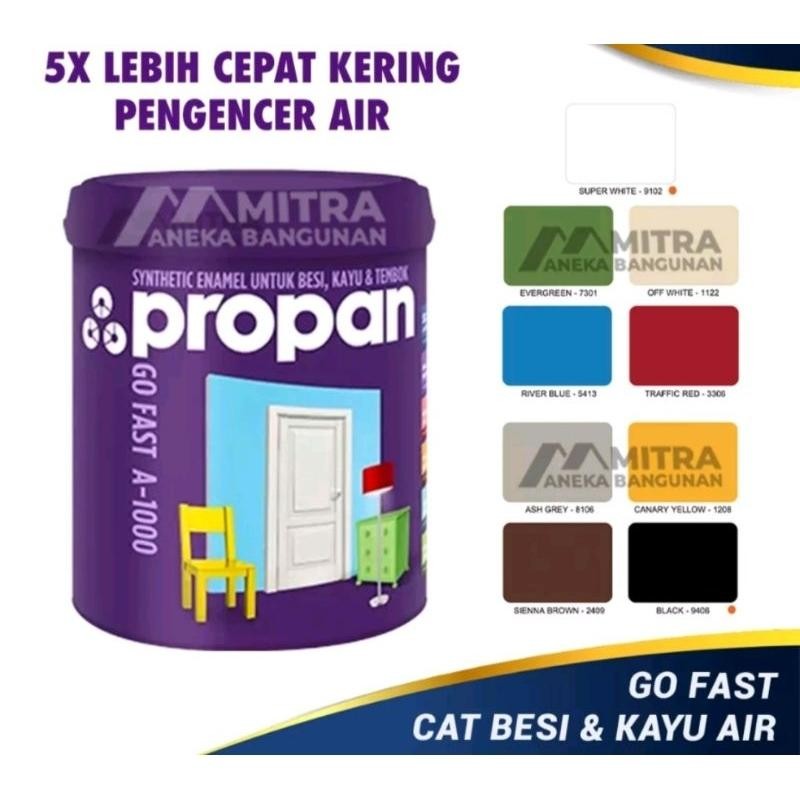 Cat Propan Go Fast A -1000  Cat Besi Kayu Tembok  1Kg  Waterbased Cat Campuran Air  Warna Putih Hita