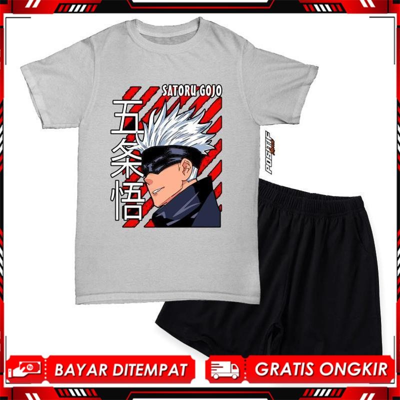 {Harga Termurah} Baju Kaos Anak Setelan Anime Satoru Gojo Laki Perempuan Wp-62