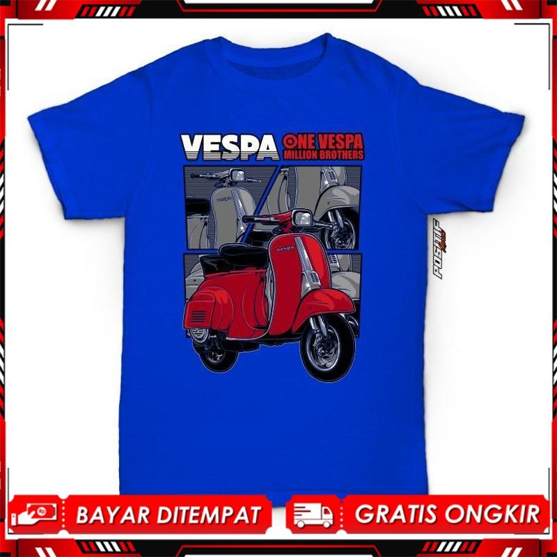 {Pasti Murah} - Baju Kaos Anak Motor Vespa Merah Laki Perempuan Qv-71