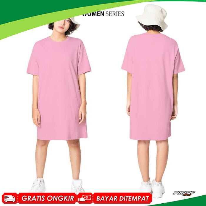 Terbaik - Baju Kaos Dress Wanita Lengan Pendek Dres Polos Wanita Oversize Jumbo Fj-74