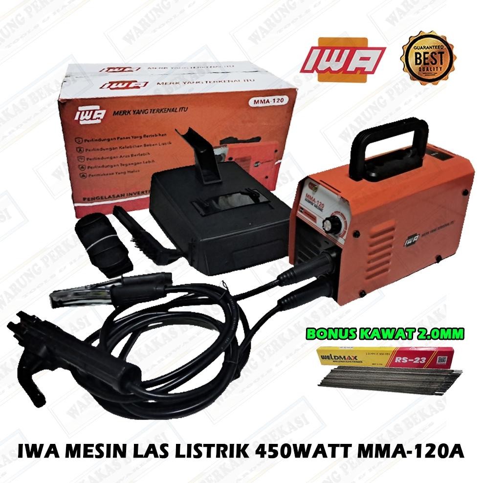 Terlaris Paket Mesin Las Iwa Mma-120A 450Watt - Lasan Listrik Low Watt Murah Berkualitas - Kawat Las