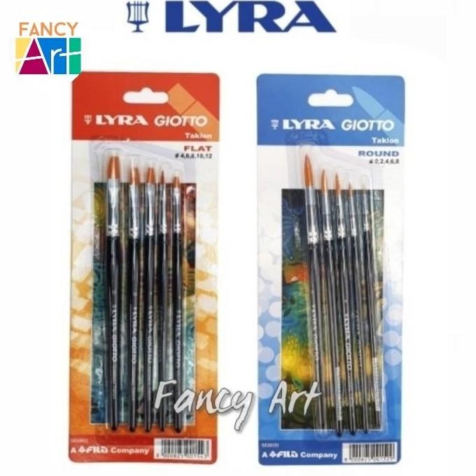 

Lyra Giotto Synthetic Taklon Brush Set - Flat & Round - Kuas Lukis