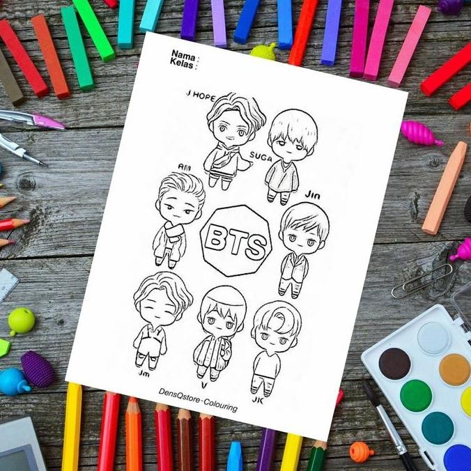 

Kertas Gambar Mewarnai/Colouring Anak Tema Bts - Kertas Brief Card
