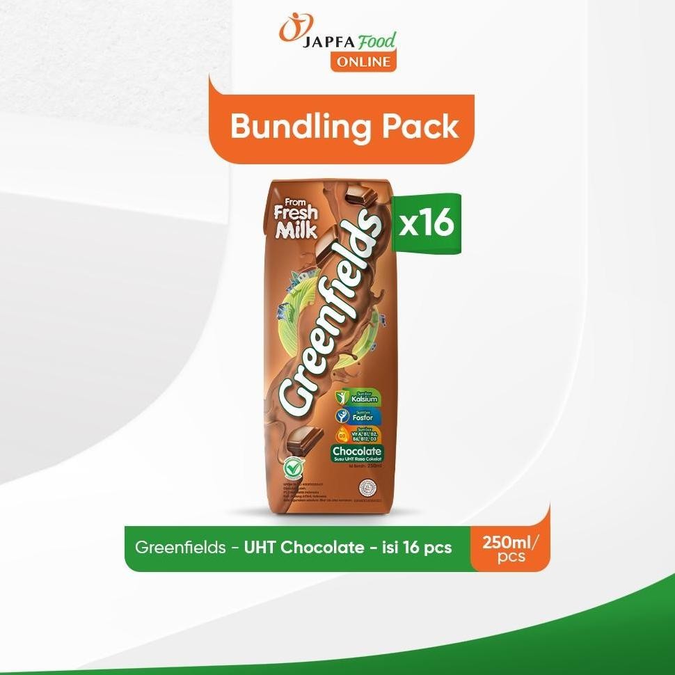 

NO_MORE Greenfields Susu UHT Chocolate 250 ml - Isi 16 pcs - 100% Fresh Milk dari Greenfields Farm