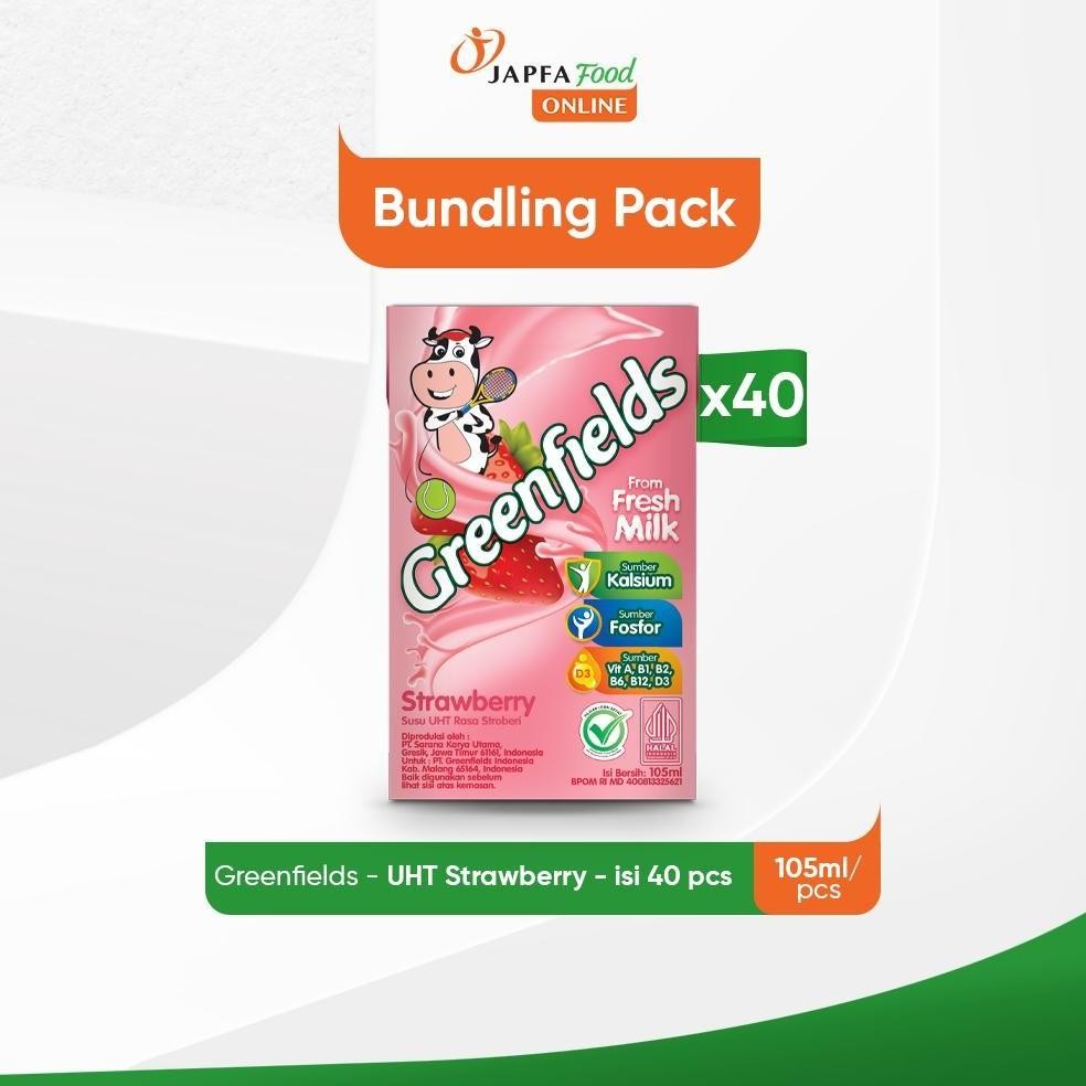 

NO_MORE Greenfields Susu UHT Strawberry 105 ml - isi 40 pcs - 100% Fresh Milk dari Greenfields Farm