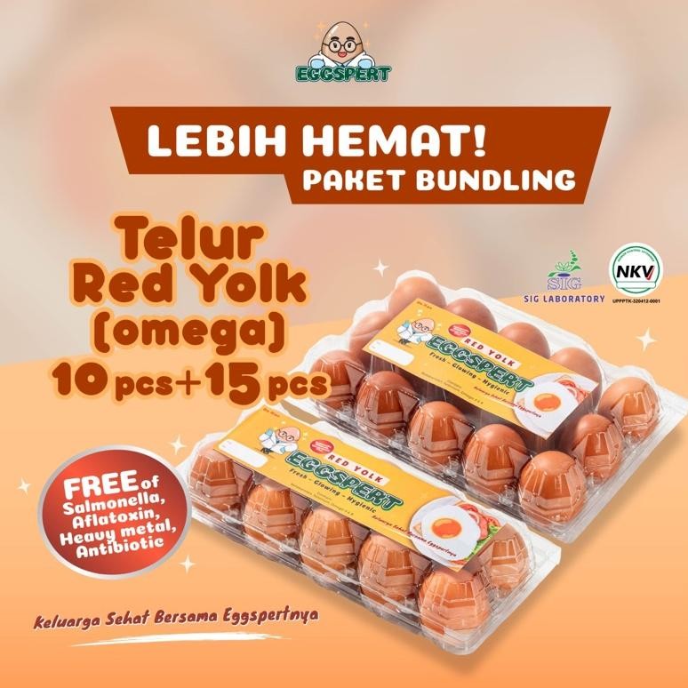 

NO_MORE Eggspert Telur Ayam Red Yolk (Omega) Paket Bundling Isi 10pcs + 15pcs