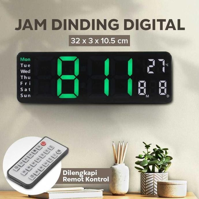 SMART JAM MEJA DIGITAL LED ANGKA JAM DINDING TIMER ALARM BATERAI REMOTE MODERN MINIMALIS