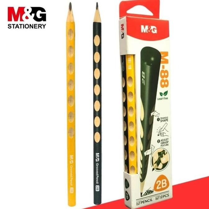 

;&;&;&;&] pensil kayu M&G kode m 88 SATUAN / PER BUAH bentuk segitiga ergonimis dengan grsp mudah dipegang belajar menulis anak 2B