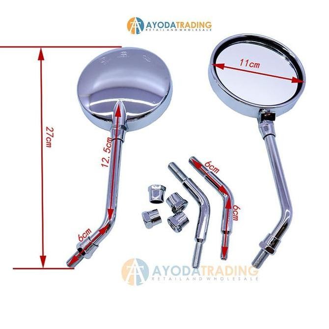 Spion Motor Yamaha Honda Retro Bulat Pendek