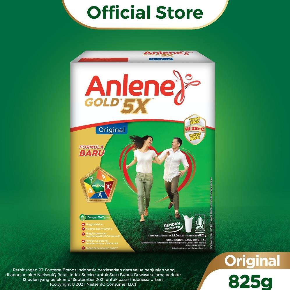 

NO_MORE Anlene Gold 5X Susu Bubuk Dewasa Original 825g - Nutrisi Tinggi Kalsium Untuk Tulang, Sendi, dan Otot