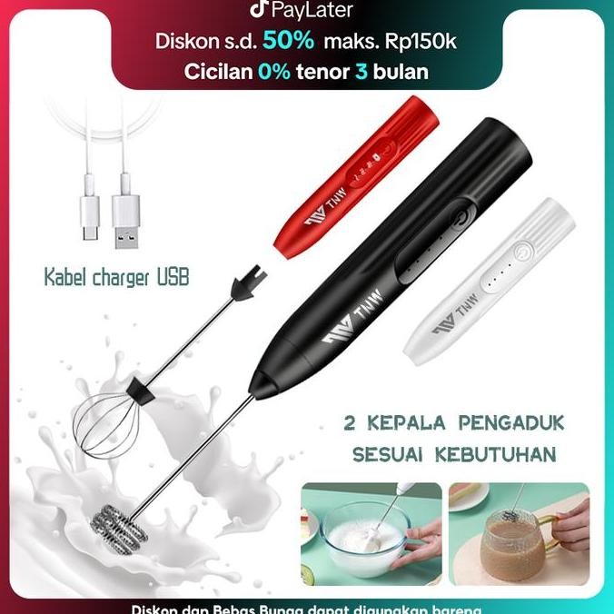 Tersedia TNW Milk Frother Pengocok Telur Elektrik Portable Blender Susu USB Rechargeable