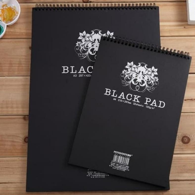 

A4 A5 POTENTATE BLACK PAD WIRE BOOK BUKU GAMBAR LUKIS KERTAS HITAM Nugi