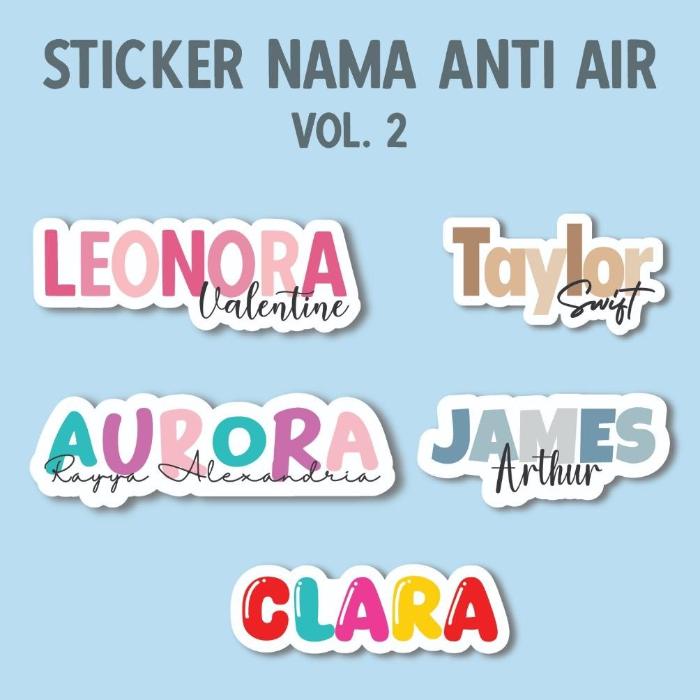 

Vol 2. Sticker Nama Warna Warni Custom Waterproof Rainbow Stiker Label Untuk Stationery Tumblr Buku Laptop Nugi