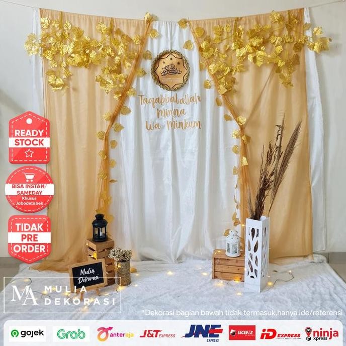 Lebaran Idul Fitri 2023 Backdrop Putih Hiasan Dinding Pesta Rumah Lengkap Taqaballahu Mina Wa Minkum