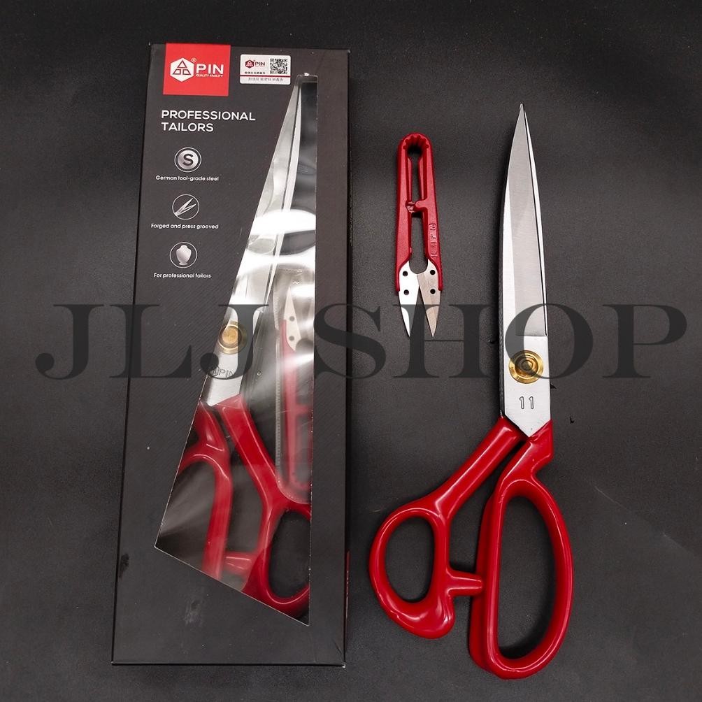 

Gunting potong pin bahan kain (tailor) germany quality ukuran 11" (1114 MERAH) Nugi
